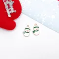 Christmas snowman alloy pendants with white and green enamel in rose gold finish - No.19 Green Snowman