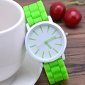 Slim women's quartz watch featuring a vibrant lime green silicone strap and white dial - Green