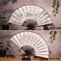 Classic 10 inch wooden folding fan with ink landscape painting and cursive calligraphy - 10 Inch White Peaks in Clouds