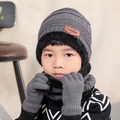 Ensemble d'hiver 3 pièces en tricot gris avec bonnet chaud, écharpe et gants enfants - Gris pour enfants