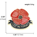 Spilla fiore di papavero rosso in lega dorata con incisione Lest We Forget - A00415-Papavero Rosso con Testo Lest We Forget