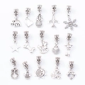 Silver retro charm set with elephant, heart and pineapple shapes for DIY bracelets - Charms No.6 / 15 Pcs Pack
