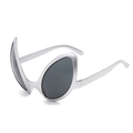 Silver alien sunglasses with aerodynamic frame and dark lenses for themed parties - Silver Frame Grey Lens