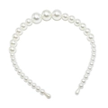 Detailed close-up of large white faux pearls on a wedding headband with smooth ends - 18mm 3 Pearls (Custom Edition)