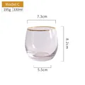 Stijl C eivormig kristalglas met gouden rand, 330ml inhoud en afmetingen van 8,2cm hoog - Stijl C (Gouden Rand)