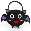 Kids Halloween bat felt candy bag in black and purple for trick or treat gift packaging - Bat Style