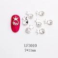 Detailed silver crown nail charm with rhinestones and 7x11mm size dimensions - Crown Shape (LF3010) / 1 Piece