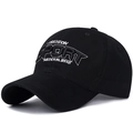Cappellino da baseball nero in cotone con ricamo 3D bianco e visiera curva - Regolabile / Nero