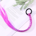Kids elastic hair band with colorful pink and purple gradient braided hair extension - 4# Purple-Red Braid