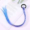 Blue gradient synthetic hair extension braid on a black elastic hair tie for girls - 2# Blue Braid
