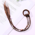 Brown hair extension braid tie with colorful heart-shaped beads for children's styling - 19# Brown Braid With Hearts