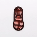 Dark brown cotton non-slip yoga socks with pink rubber grips on the bottom sole - Coffee