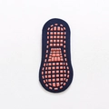 Dark blue non-slip cotton yoga socks with orange anti-skid grips on a white background - Navy Blue
