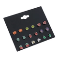 Set di orecchini a lobo in stile coreano con simpatici animali e frutti in smalto - Set Multipezzo Simpatico Coccinella Ape