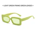 Light green rectangular sunglasses with matching lenses in a vintage frame style - Light Green Frame Light Green Lens