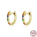 Rainbow gemstone hoop earrings in 925 sterling silver with gold plating finish - Gold/Multicolor Zirconia