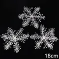 Three 18cm white iridescent snowflake ornaments for Christmas tree decoration on black background - [Snowflake] 18cm (Pack of 3)