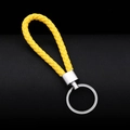 Portachiavi in pelle intrecciata gialla con anello in metallo argento per auto - 30*1.6mm / Giallo