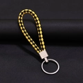 Portachiavi intrecciato in pelle PU giallo e nero con anello in metallo argentato - 30*1.6mm / Nero Giallo