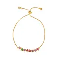 Detail of gold star link bracelet with multi-colored crystals and adjustable slider clasp - Style b56-C (Octagram Star)