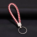 Portachiavi in pelle intrecciata rossa e bianca con robusta fibbia in metallo - 30*1.6mm / Rosso Bianco