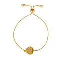 Detailed view of adjustable gold box chain bracelet with sparkling heart charm and slider clasp - Style b78-F (Matte Heart)