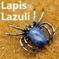 Lapis Lazuli spider pendant brooch with silver finish and deep blue crystal stone - Lapis Lazuli