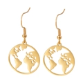 Pendientes de botón minimalistas del mapa mundial en acero inoxidable dorado - Dorado