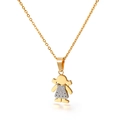 Collar de acero chapado en oro con colgante bicolor de niña para mujer y niñas - Colgante Niña Mixto Oro Plata (KP78689-K)