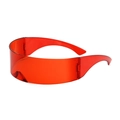 Occhiali da sole futuristici rossi avvolgenti con un elegante design cyberpunk tech - Rosso