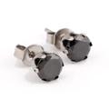 6mm schwarze Zirkonia-Ohrstecker mit Basis aus silberfarbenem 304 Edelstahl - 6mm / Schwarz