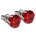 6mm rote Zirkonia Ohrstecker mit silberner 304 Edelstahl Sechs-Klauen-Fassung für Damen - 6mm / Rot