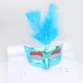 Hemelblauwe LED-verenmasker met metaalglans en rode glitters voor Halloween-feest - Blauw/Niet-Lichtgevend