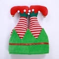 Cappello natalizio con gambe da elfo a righe e campanellini per decorazioni festa - Stile Elfo a Righe Spazzolato