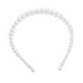 Elegant white pearl headband featuring round beads for wedding and bridal hair accessory - 12mm Gradient (White)