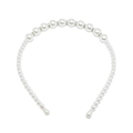 Detail of white gradient pearls and sparkling rhinestones on an elegant wedding headband - 10 Large Pearls (Gradient/Rhinestone)