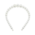 Detail of elegant white headband with gradient sized faux pearls on a minimalist base - 18mm 3 Pearls (White)