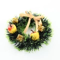 Mini Christmas wreath with green pine needles, beige bow, red apples and gold gift boxes - Beige Bow Apple Gift Box Style