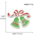 Christmas enamel pin featuring red bow and green bells with size and weight metrics - Bell Style (A00428)
