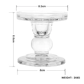 Modern transparent glass candle holder featuring a ribbed column and round base stand - Small / Clear