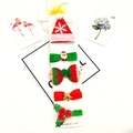 5-piece Christmas hair clip set featuring Santa, tree, and bow designs for girls - Santa Hat 5-Piece Set