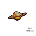 Close-up of planet embroidery patch with 7.8x3.3cm size marking and detailed stitching - 14# Planet Patch