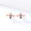 Orecchini a perno ape in argento S925 placcati oro rosa con cristalli scintillanti - Argento 925 / Oro Rosa