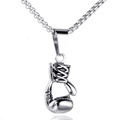 Collana con ciondolo guantone da boxe vintage in acciaio inossidabile argento - Argento