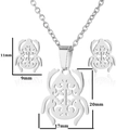 Three-piece stainless steel jewelry set featuring hollow beetle necklace and stud earrings - Style 070 Silver - Beetle