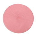 Flat lay of pink wool beret showing the soft knit texture and minimalist round design - M (56-58cm) / Pink