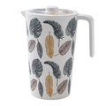 Eco-friendly white bamboo fiber water pitcher with tropical leaf and feather patterns - Tropical Leaves