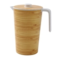 Bamboo fiber water pitcher in wood grain finish with white handle and lid accents - Wood Grain