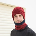 Ensemble bonnet et tour de cou en tricot bordeaux pour homme avec doublure polaire - Bonnet Et Tour de Cou / Bordeaux