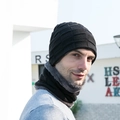 Ensemble d'hiver homme avec bonnet en tricot noir et cache-cou en polaire - Bonnet Et Tour de Cou / Noir